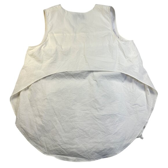 DEREK LAM 10 CROSBY Womens Oversized Blouse White Sz 8 Raw Fringe Overlap Back - Picture 3 of 14